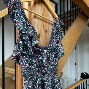 IRO Floral Midi Dress - Black and Pink